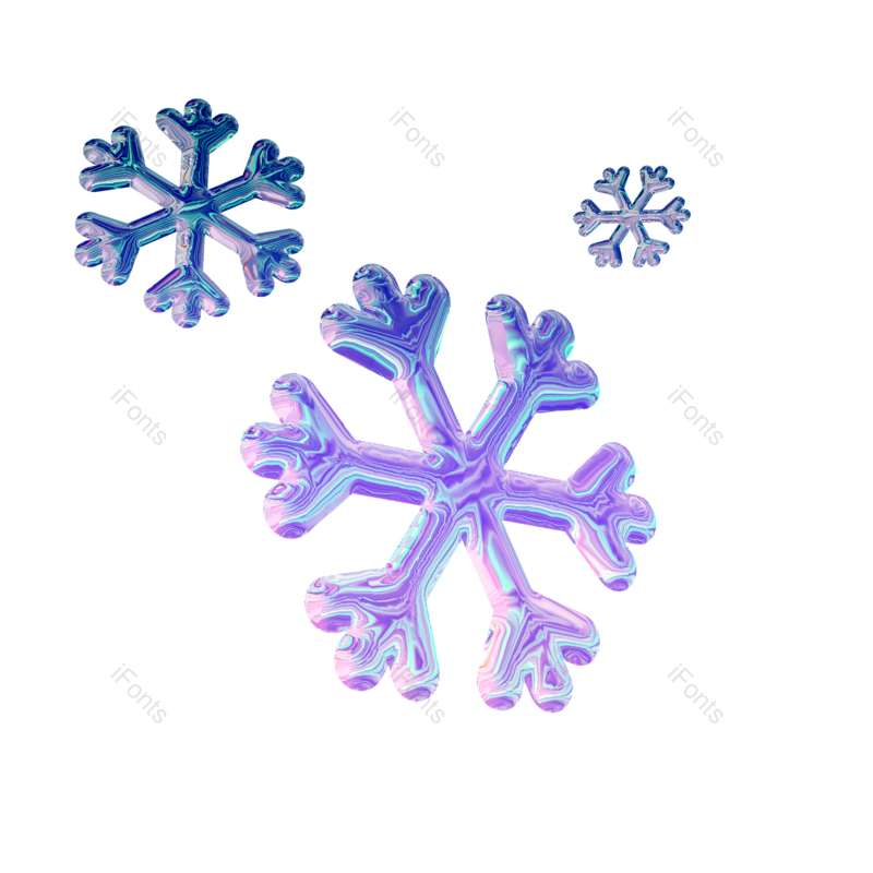 矢量素材图片,小雪花元素,炫彩PNG,流光免抠素材